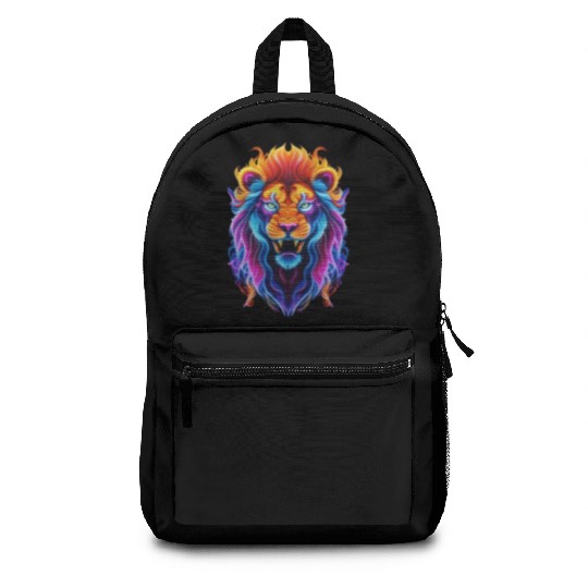 Roaring Spectrum: Colorful Lion Face Backpacks