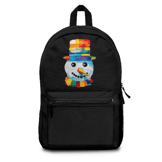 Colorful Snowman Tissue Paper Art Backpacks