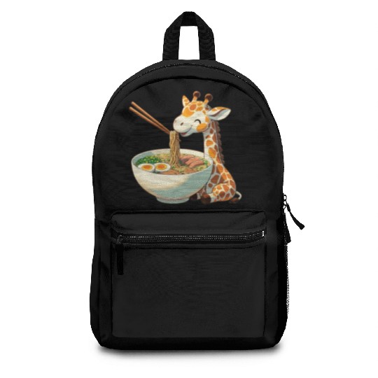 Cute Giraffe Eats Ramen Noodles Giraffe Ramen Backpacks