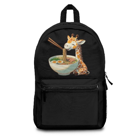 Cute Giraffe Eats Ramen Noodles Giraffe Ramen Backpacks
