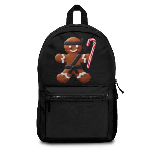 Funny Ninja Gingerbread Man Cookie Candy Cane Backpacks