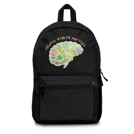 Mental Health Matters Floral Mind Nature Brain Backpacks