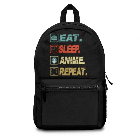 Eat Sleep Anime Repeat Ramen Kawaii Japanese Manga Backpacks