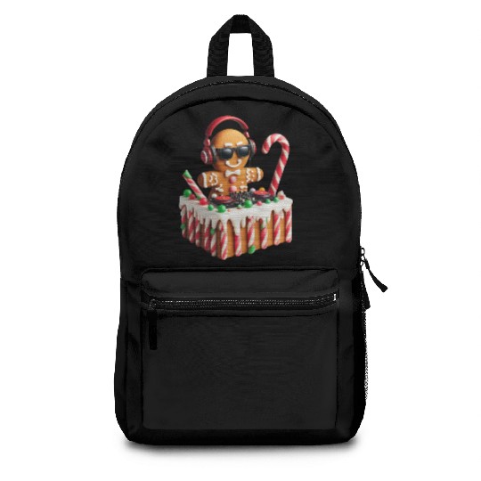 Gingerbread DJ Booth Christmas Holiday Candy Cane Backpacks