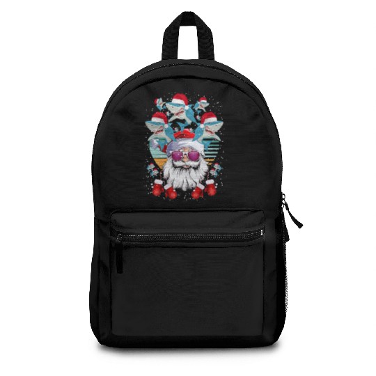 Santa Claus Shark Christmas Backpacks