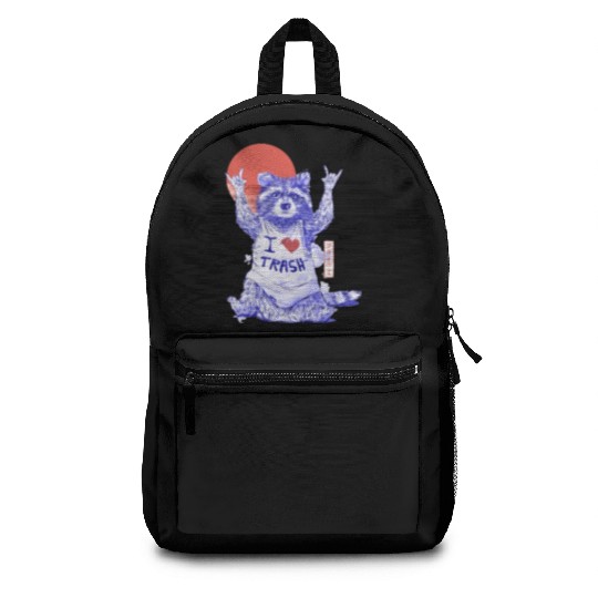 I Love Trash Cute Funny Metal Raccoon Gift Backpacks