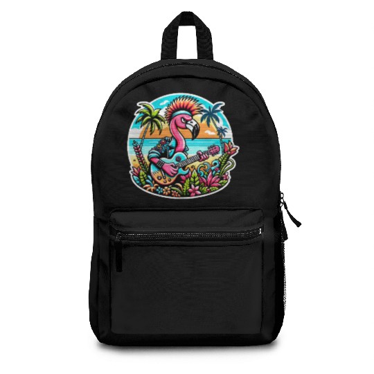 Flamingo Rockstar: Tropical Punk Fusion Backpacks
