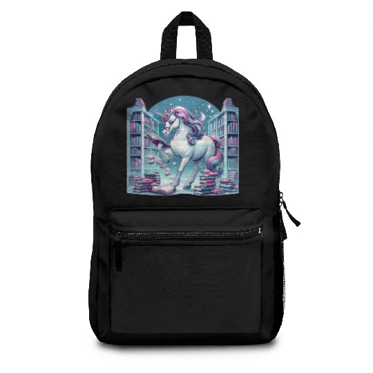Unicorn Librarian in Enchanted Library Backpacks