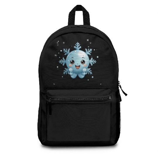 A cute kawaii style snowflake with a smiling face Backpacks