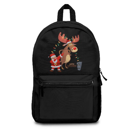 Christmas Lights Dabbing Santa Dancing Rudolph Backpacks