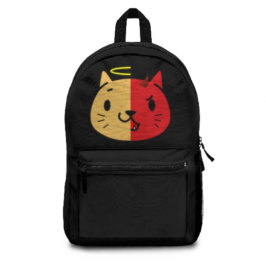 Two Face Cat Angel And Devil Backpacks