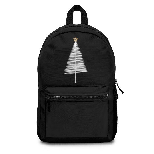 White Christmas Tree Brushstroke with Golden Star Backpacks