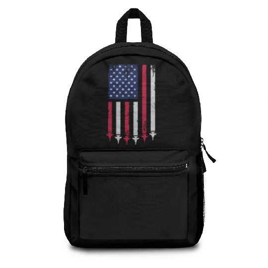 US Flag Airplane Patriotic American Pilot Backpacks