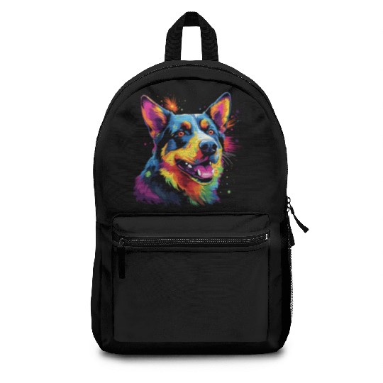 Watercolor Colorful Australian Cattle Dog Backpacks