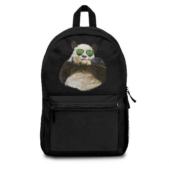 Chilling Panda Eating Bamboo Bear Backpacks