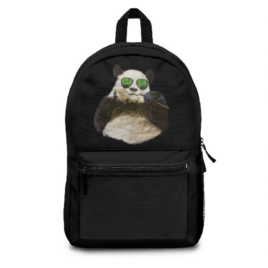 Chilling Panda Eating Bamboo Bear Backpacks