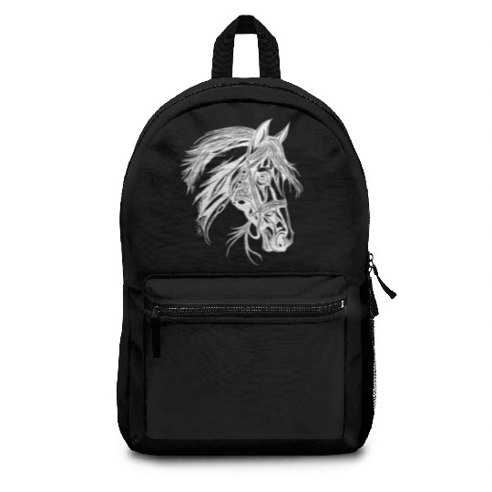 Racy Horse With Mane Horse Dressage Equestrian Backpacks