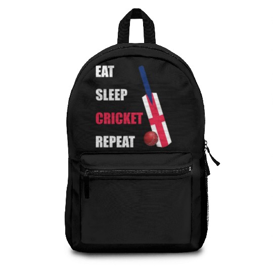 Eat Sleep Cricket Repeat England Flag Cricket Bat Backpacks