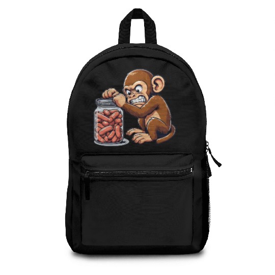 Angry monkey, locked glass Backpacks