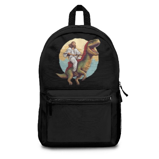 Jesus Riding a Dinosaur Meme Dino Lover Backpacks