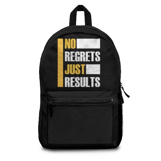 No Regrets Just Results distress grunge typography Backpacks