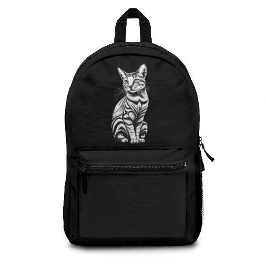 Cat Black and White Backpacks