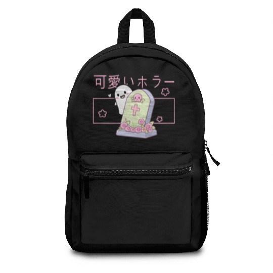 Kawaii Ghost Tombstone Cute Grave Japanese Pastel Backpacks