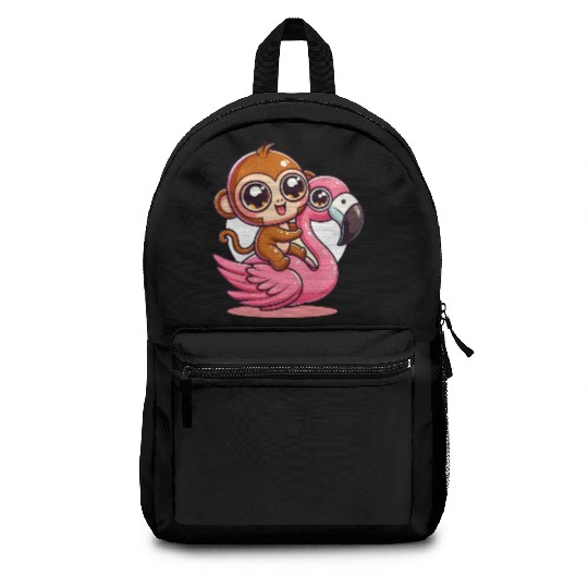 Monkey Rider on a Flamingo Backpacks