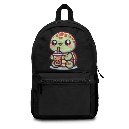 Kawaii Turtle Bubble Tea Lover Cute Sea Turtle Backpacks