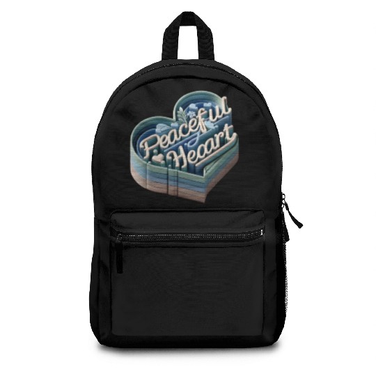 3D Peaceful Heart Typography Design Backpacks