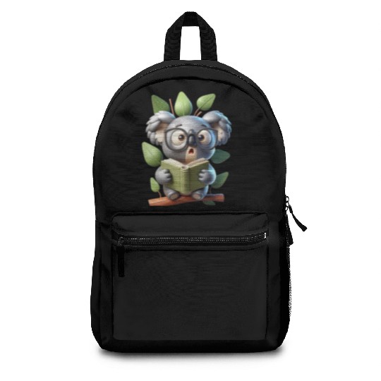 Book-Loving Koala with Glasses 3D Art Backpacks