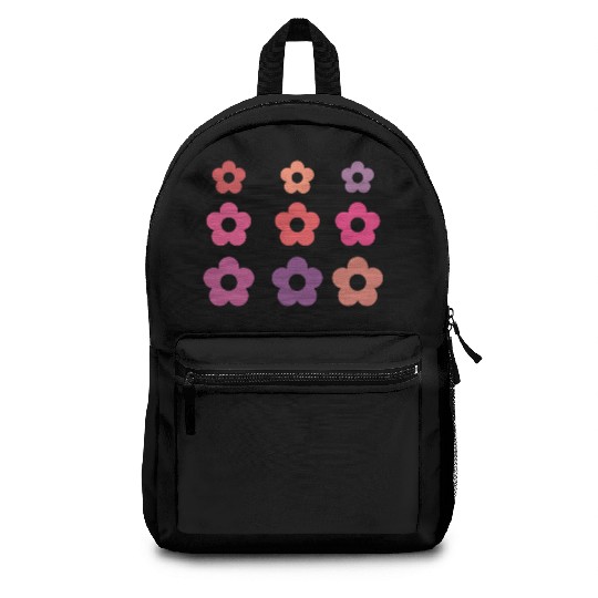 Large and small pink multi-colored flowers Backpacks