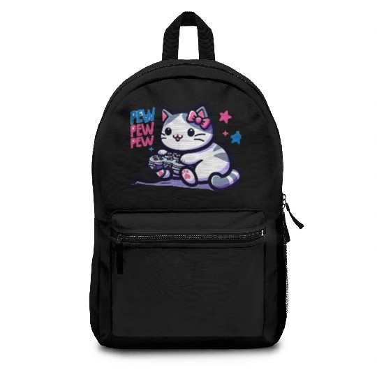 Cat Play Console Game Pew Pew Pew Backpacks