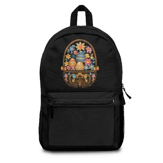 Easter Day Easter Egg Basket Mandala Art Egg Hunt Backpacks