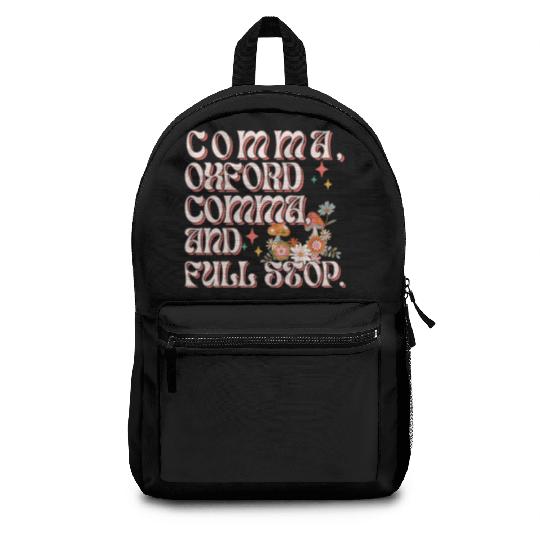 Oxford comma. For grammar students and teachers Backpacks