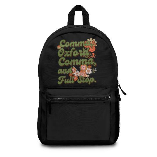 Oxford comma. For grammar students and teachers Backpacks