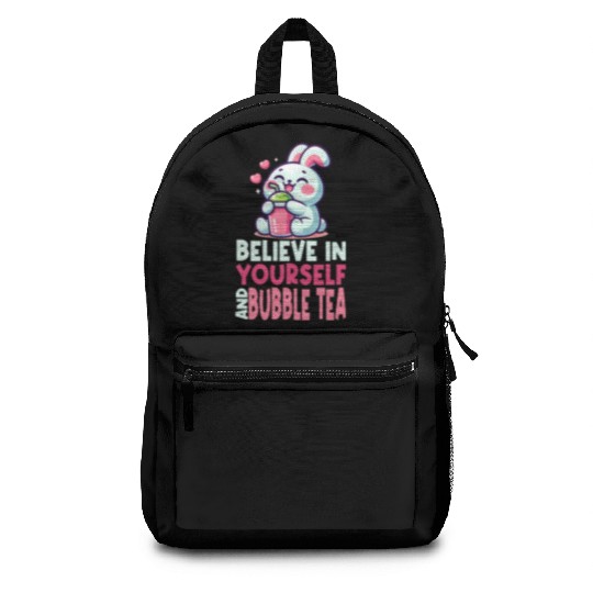 Kawaii Rabbit Bubble Tea Believe In Yourself Backpacks