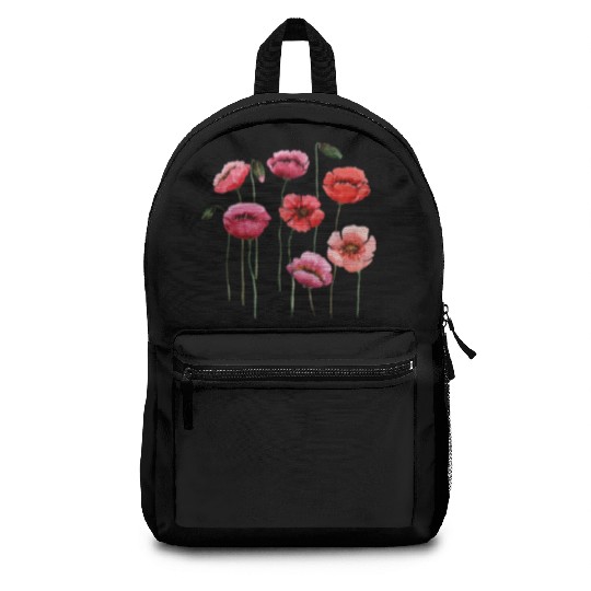 Poppies, spring bloomers, summer, flower, vintage. Backpacks