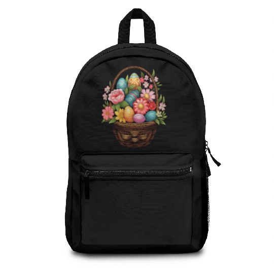 Easter Day Easter Egg Basket Spring Flowers Backpacks
