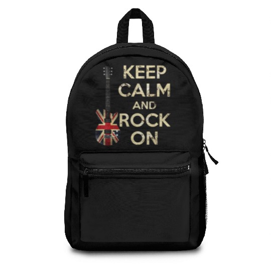 Keep Calm and Rock On Union Jack Guitar Backpacks