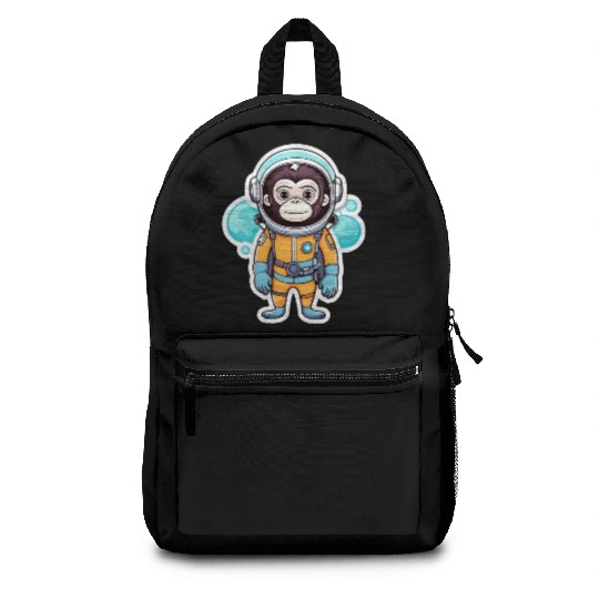 Monkey Ape Astronaut Illustration Backpacks
