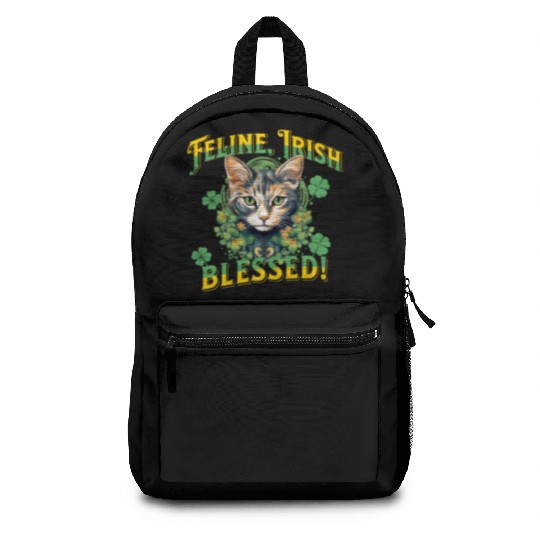 FELINE IRISH BLESSED Feline Kitty Design Backpacks