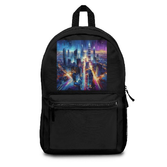 Urban Lights Vibrant Nighttime Cityscape Backpacks