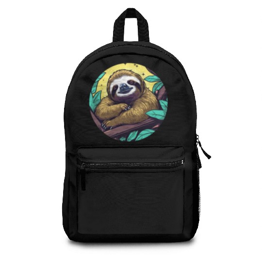 Sleeping Sloth Illustration Backpacks