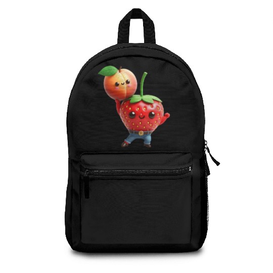 Dancing strawberry with peach Backpacks