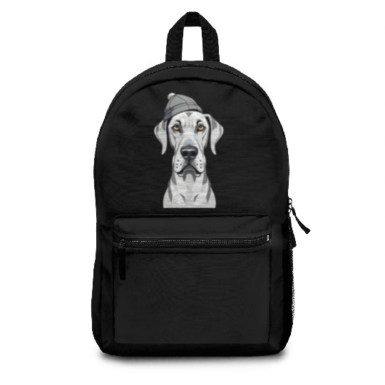 Funny Great Dane with cap Backpacks