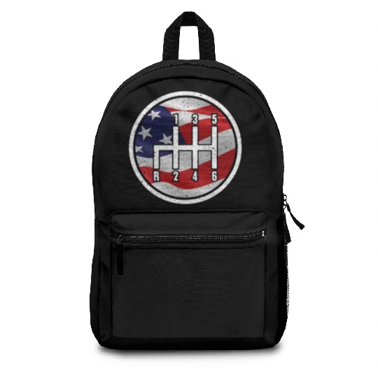 American Flag Muscle Car 6 Gears Knob Car Mechanic Backpacks