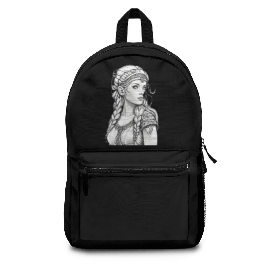Viking female hairstyles grayscale Backpacks