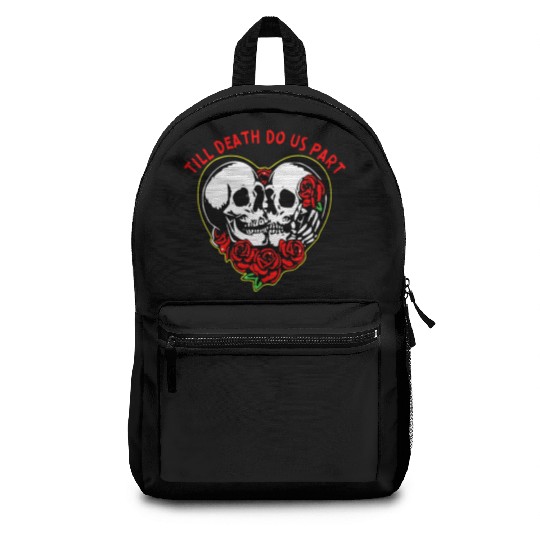 Heart Skulls Till Death Do Us Part © WhiteTigerLLC Backpacks
