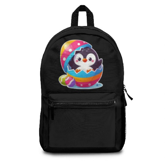 Penguin hatches from colorful Easter egg Backpacks